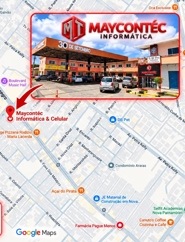 Mapa: Maycontéc Informática, Av. Maria Lacerda Montenegro, 1732, Loja 07, Nova Parnamirim, dentro da Galeria do Posto 30 de Setembro